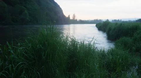 Evening on the river, twilight on the river Stock Photos