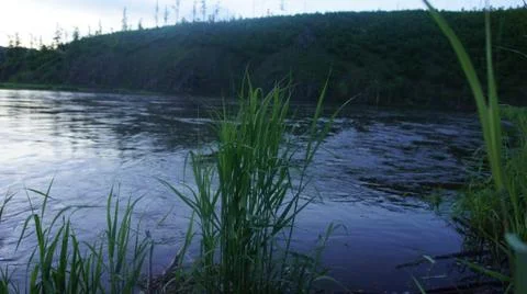 Evening on the river, twilight on the river Stock Photos