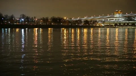 Evening river in the winter city Stock Footage 46353059