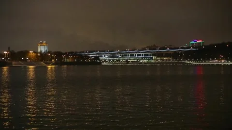 Evening river in the winter city Stock Footage 46371402