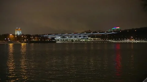 Evening river in the winter city Stock Footage 46371607