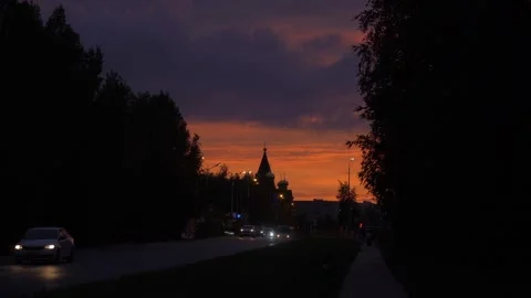 Evening road in Megion Stock Footage 282965922
