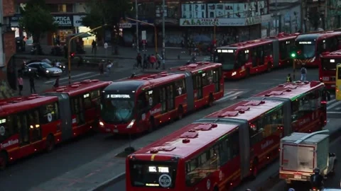Evening Rush hour Bogota Colombia MVI 1608b Stock Footage 252157734