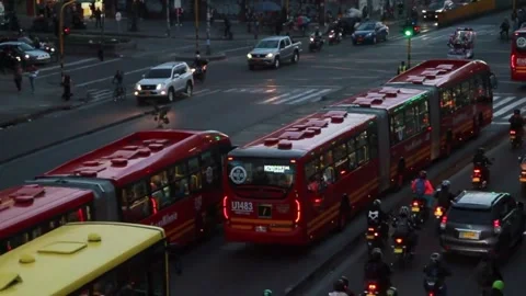 Evening Rush hour Bogota Colombia MVI 1608c Stock Footage 252159045