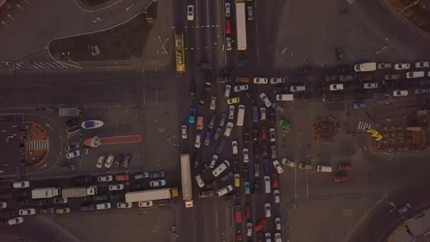 Evening rush hour collapse on the road, a big traffic jam Stock Footage 128003690