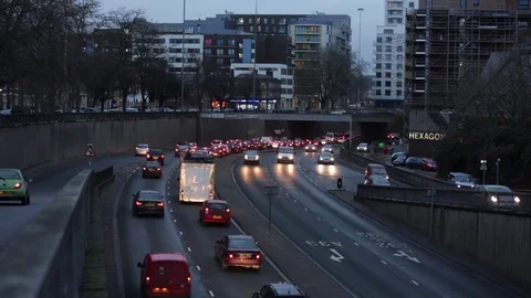 Evening rush hour in England Stock Footage 70901421