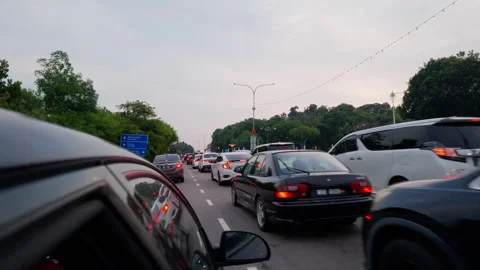 Evening Rush Hour Traffic on Jalan Tun Abdul Razak Stock Footage 345939984
