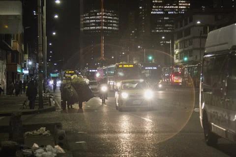 Evening rush hour traffic Stock Photos
