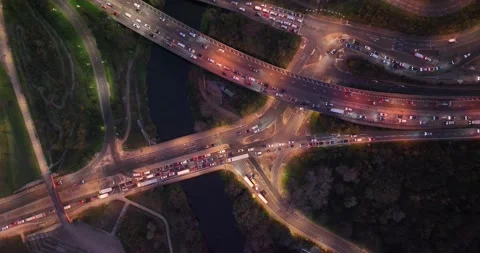Evening rush hour on trunk exit road on city outskirts Video stock 167926161