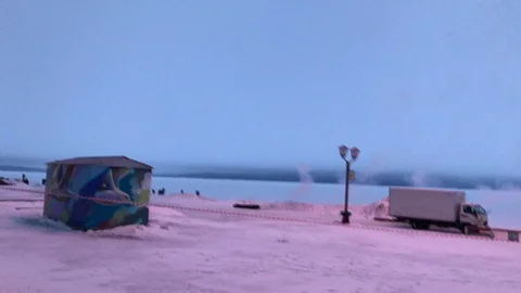 Evening salute in winter Video stock 103644145