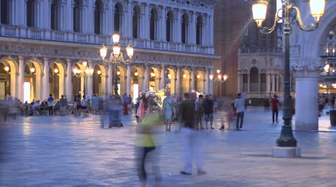 Evening in San Marco Square, Venice, Italy Stock Footage 40106384