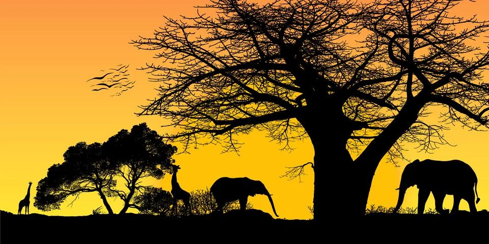 Evening at savanah Stock Illustration