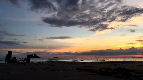 Evening scene on the beach. Time-lapse 库存影片 96670545