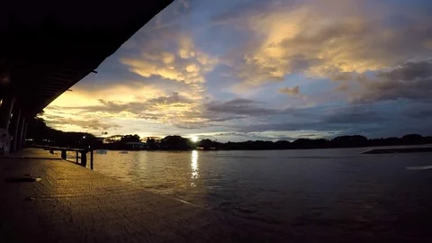 Evening scene at wake park Stock Footage 79680919