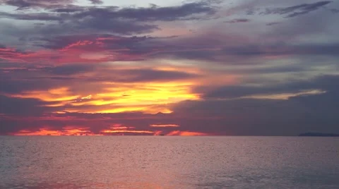 Evening, sea, fiery sunset Stock Footage 59136332