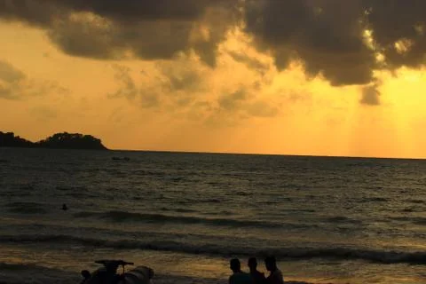 Evening sea horizon Stock Photos