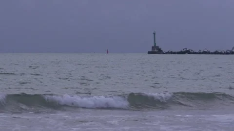 Evening sea with lighthouse. Stock Footage 53133935