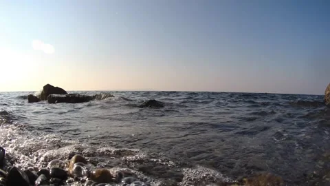 Evening sea, monochromatic sky. Video stock 220190184