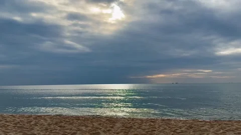 Evening sea before sunset. Small calm waves. Seascape. Stock Footage 302884923