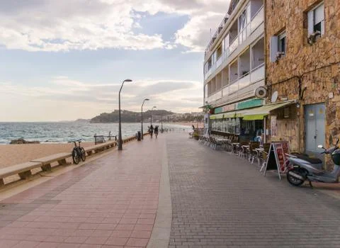 Evening Seafront in Lloret De Mar, Spain Stock Photos