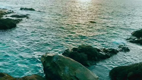 Evening. Seascape. Sunny path from the setting sun. Tenerife. Stock Footage 274453083