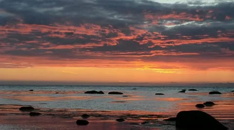 Evening on the seashore Stock Footage 14443058