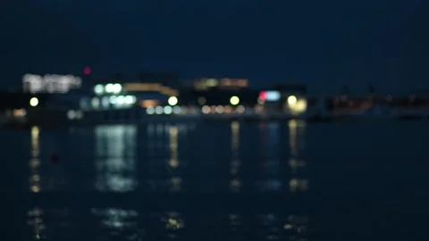 Evening seashore with wave close up. Calm night ocean water waves splashing Stock Footage 282083034