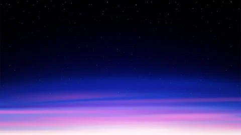 Evening shining starry sky, night blue cosmic background with stars, sunset sky Stock Illustration