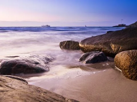 Evening on shore Stock Photos