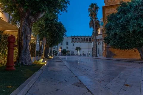 Evening in Sicilian Square Stock Photos