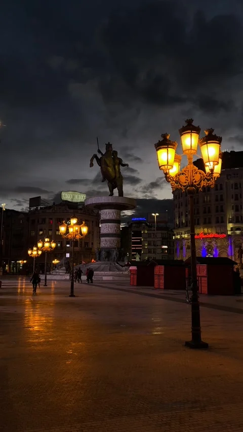 Evening in Skopje Stock Footage 276960073