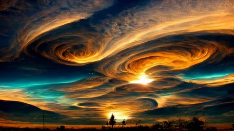 Evening Sky and Clouds, Animation Loop Stock Footage 214001835