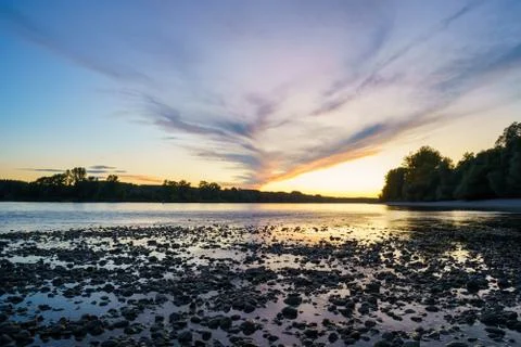 Evening Sky and River Landscape Stock Photos