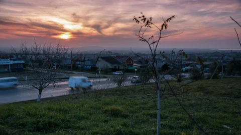 Evening sky and road Stock Footage 104522883