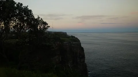 Evening sky and Silhouette trees cliffs in Vaucluse, Sydney 6K Stock Footage 304435965