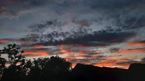 Evening sky background with pink clouds 01 Stock Photos