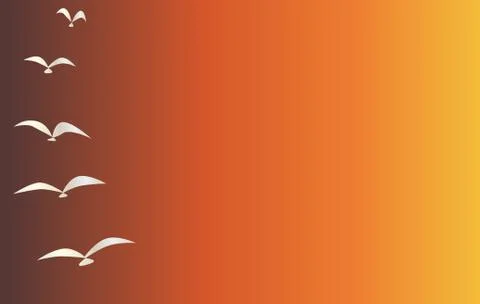 Evening Sky with Birds Stock Illustration