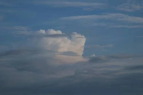 Evening sky, clouds, dark blue, large clouds, twilight, evening, night, moody Stock Photos