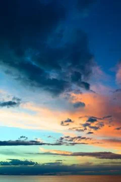 Evening sky with clouds over lake titicaca in bolivia Stock Photos