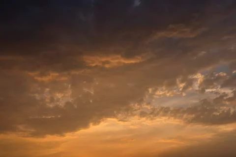 Evening sky with colorful rain clouds Stock Photos