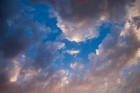 Evening sky with colorful rain clouds Stock Photos
