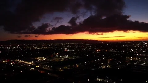 Evening sky at dusk looking at the inner city Stock Footage 263686983