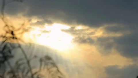 Evening sky on the island of Mallorca. Accelerated video. Rays of the setting Stock Footage 77111728