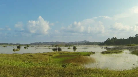 Evening sky by the lake. Stock Footage 43382737