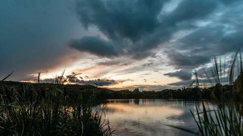 Evening sky over lake Stock Footage 143086635