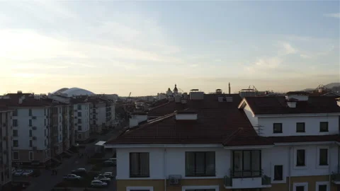 Evening sky over a low-rise residential complex Video stock 134659866
