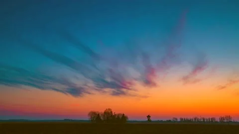Evening sky over spring fields in Poland. Stock Footage 155410083