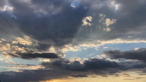 Evening sky pastels with clouds, slow pan left to new composition Stock Footage 286167977