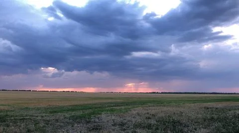 Evening sky with sunset and thunderclouds 스톡 사진