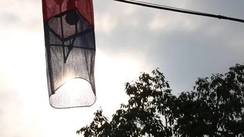 Evening sky with traditional lantern Video stock 303398967